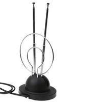 1 Pcs Universal Indoor Rabbit Ear TV Antenna For HDTV Ready VHF UHF Dual Loop Coaxial 45-860 MHZ 3.94*3.15*9.05 Inch