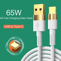 65W 6A USB Type C Cable Fast Charging Date Cable For Xiaomi Redmi OPPO Realme Huawei Samsung Mobile Phones USB C Charge Cables
