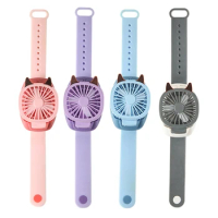 5V USB Fan Gadgets Mini Watch Fan Cartoon Fan with Mini LED Built-in Light