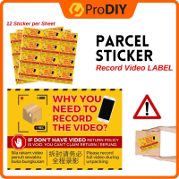 READY STOCK 12PCS (1 SHEET) Waterproof Parcel Sticker Record Video Courier Packaging Sticker Merakam