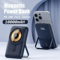 10000mah wireless power bank magnetic qi portable with bracket powerbank type c pD 20W fast charger for iphone15 14 13 samsung