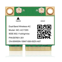 Kad Wifi Mini PCI-E Bluetooth 4.2, 1200Mbps, Kad Rangkaian Wayarles MC-AC7265, Serasi 7265 dan 802.1