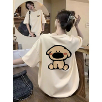 Áo thun phông nữ nam form rộng KONOVA chất liệu cotton khô in hình chó mũi to 2 mặt