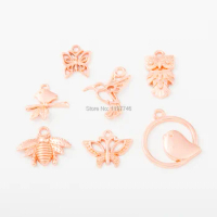 Rose Gold Charms for Jewelry making Butterfly Charms 10pcs cute Bird Charms Woodpecker Charms Owl Charms Pendants Animal Charms