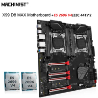 MACHINIST D8 MAX X99 Motherboard Set Intel LGA 2011-3 kit Xeon With E5 2696 v4 Dual CPU Processor DDR4 ECC RAM NVME M.2