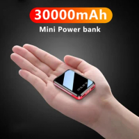 30000mAh Mini Power Bank Mirror Screen LED Digital Display External Battery Pack camping Portable Powerbank free shipping