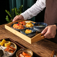 日式餐具一人食分格餐盤家用套裝大人分餐制早餐定食分隔盤子