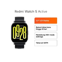 Jam Tangan Unisex Xiaomi Redmi Watch 5 Active 8100150062 Smartwatch Digital Dial Midnight Black Rubb