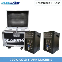 2x New 750W Cold Spark Machine With Flycase option Cold Firework Machine DMX Remote Control LCD Cold Sparking Machine Powder Ti