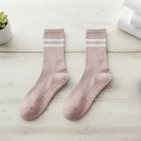 OEM SK-P644 Kaos Kaki Wanita Panjang Yoga Pilates Gym Anti Slip / Kaus Kaki Long 2 Strip Sport Gym W