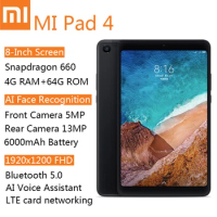 Xiaomi Tablet 8.0 Inch MI Pad 4 Android Tablet WIFI LTE 4GB+64GB HD Display 6000 mAh MIUI 9.0 Snapdragon 660 Core 8 Tablet PC
