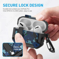 for AirPod Pro USB C Case【With lock】for Men case Full Body Military Hard Shell Shock Protect cases airpod pro 2023 with keychain