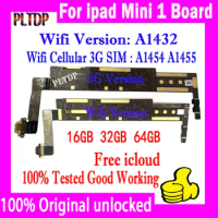 Original Unlocked Motherboard for iPad Mini 1, Logic Boards, Tested Well Plate, IOS System, Clean iCloud, A1432, A1454, A1455
