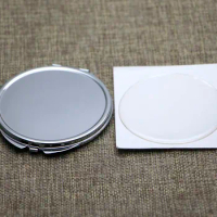 Compact Mirror DIY Kits Dia 72mm Big Size Silver Metal Blank Pocket Mirror + Epoxy Sticker