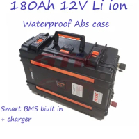 GTK 12V 180AH Lithium ion Battery Pack BMS biult in Li ion RV motor/boat motors/inverter/solar/powerbank/home audio system