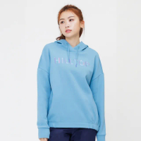 【Hilltop 山頂鳥】POLYGIEN抗菌施華洛世奇燙鑽保暖刷毛連帽上衣 女款 藍｜PH51XFL4ECE0
