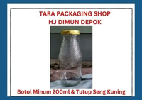 Botol Kaca Botol Jus 200ml Tutup Seng Kuning