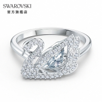 SWAROVSKI 施華洛世奇 Dancing Swan 戒指天鹅, 白色, 鍍銠