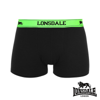 【LONSDALE 英國小獅】英式極簡風-高彈性平口褲2入組(黑織帶綠) LT422011