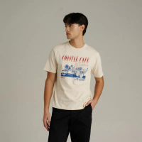 Mc JEANS (แม็คยีนส์) เสื้อยืดผู้ชาย เสื้อยืดแขนสั้น ทรงเรกูลาร์ สีครีม (Mc Resort Collection) MTTZB3