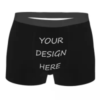 Male Cool Custom Your Photo Logo Text Print Underwear Your Design Here DIY Boxer Briefs Breathable Shorts Panties Underpants