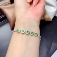 Anniversary Best Gift 100% Natural And Real Emerald bangle Natural real emerald For men or women 925 sterling silver Bangle