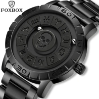 FOXBOX Man Watch LIGE Brand Creative Stainless Steel Band Scrolling Beads Quartz Watches for Men Magnetic Force Waterproof Clock