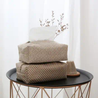 Jute Tissue Case Napkin Holder For Living Room Table Boxes Container Toilet Pumping Box Home Car Papers Dispenser