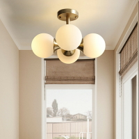 北歐輕奢現代簡約客廳創意極簡全銅燈房間臥室過道玄關黃銅吸頂燈