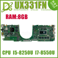 KEFU UX331FN Mainboard For ASUS UX331FAL UX331FA UX331FN UX331F Laptop Motherboard With I5-8265U I7-8565U V2G/UMA 8GB-RAM