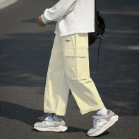 celana cargo panjang pria celana pinggang karet celana cargo korean style straight baggy pants celan