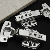 50pcs Hydraulic Hinge 304 Stainless Steel Hydraulic Cabinet Door Hinges Damper Buffer Soft Close Kitchen Cupboard Furniture