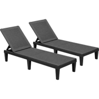 Lounge Chairs for Outside Patio Waterproof Resin Chaise Lounge Outdoor Adjustable Lounge Chairs Set of 2 Pool Chairs Loungers