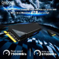 OSCOO 4TB Ssd Internal Gaming SSD Up To 7500 MB/s NVMe M.2 2280 Built-in PS5 Heatsink Solid State Hard Disk PCIe 4.0 SSD for PS5