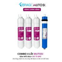 Combo 4 Lõi Lọc Nước Mutosi Gồm Bộ Thô Cắm Nhanh Dạng Đúc Và Màng RO Dùng Cho Các Máy Lọc Nước RO