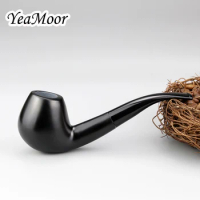 High Quality Ebony Wood Pipe 9mm Filter Black Smoking Pipe Tobacco Pipe Handmade Bent Smoke Pipe Accessory