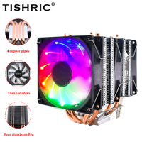 TISHRIC 246ท่อความร้อน CPU พัดลมระบายความร้อน RGB หม้อน้ำเงียบ4 Pin PWM CPU Cooler พัดลม In LGA2011 115X 1700 775 X79 X99 AM3