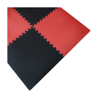 【Abuns】摩登紅黑雙色62CM大巧拼地墊-附贈邊條(16片裝-適用2坪)