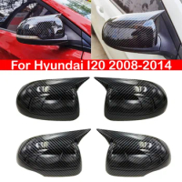 For Hyundai I20 2008-2014 Car Rearview Side Mirror Cover Wing Cap Sticker Exterior Door Rear View Case Trim Carbon Fiber Look