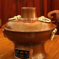 220V New Pure Copper Hot Pot Split Copper Pot Plug-in Electric Copper Hot Pot Yuanyang Pot Shabu Hotpot