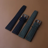Nylon Watchband 20MM 21MM 22MM Black Green For Iwc omega Sport Watch accessories pin buckle strap bracelet leather bottom mens