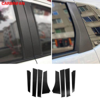 Car carbon fiber sticker Window ABC Column Pillar exterior Sticker Trim For Honda Fit / Jazz GK5 3rd GEN 2014 - 2017