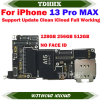 LL/A Version For iPhone 13 Pro Max Motherboard 512G Mainboard With System Logic Board 256GB 128g No Face ID Clean iCloud Plate