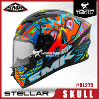 SMK STELLAR SKULL #GL275 不朽戰魂 黑橘藍 亮面 全罩 雙D扣 安全帽耀瑪騎士安全帽部品