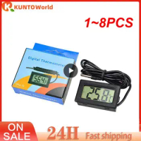 1~8PCS Mini LCD Digital Thermometer with Waterproof Probe Indoor Outdoor Convenient Temperature Sensor for Refrigerator Fridge