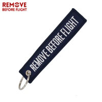 Remove Before Flight OEM Label Key Chains Navy Blue Embroidery Key Fobs Chain Jewelry Aviation Gift Chaveiro Masculino Berloques