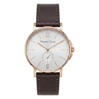 Alexandre Christie AC 8458 MSLRGSL & AC 8458 LSLRGSL Brown Rosegold Leather Strap Couple Watches Fem