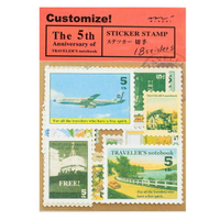 Customize!復古旅行郵票貼紙 手帳貼紙 (4入)【BlueCat】【JC3883】
