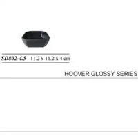 Piring Mangkok Kecil Hitam Cekung Dalam Susun Segi Kotak Melamin Awet Tebal Tahan Panas Hoover 4.5" 