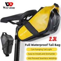 WEST BIKING Bike Bag Waterproof 2.3L Large Capacity Bicycle Saddle Bag Cycling Foldable Tail Rear Bag MTB Road Trunk Bikepacking